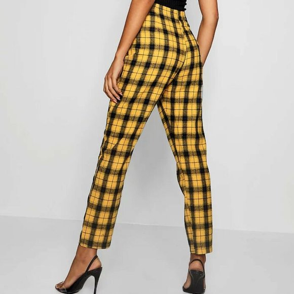 Boohoo Cotton Yellow Black Tartan Plaid 